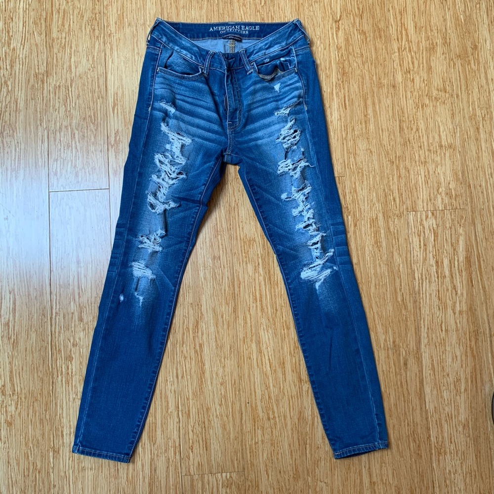 American eagle super stretch ripped jeggings